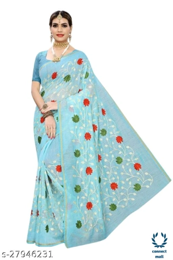 Chanderi Cotton Graceful Sarees - Saree LengthSize:5.5m Blouse Length Size-0.8, Chanderi Cotton, Embroidered, Pack of:1